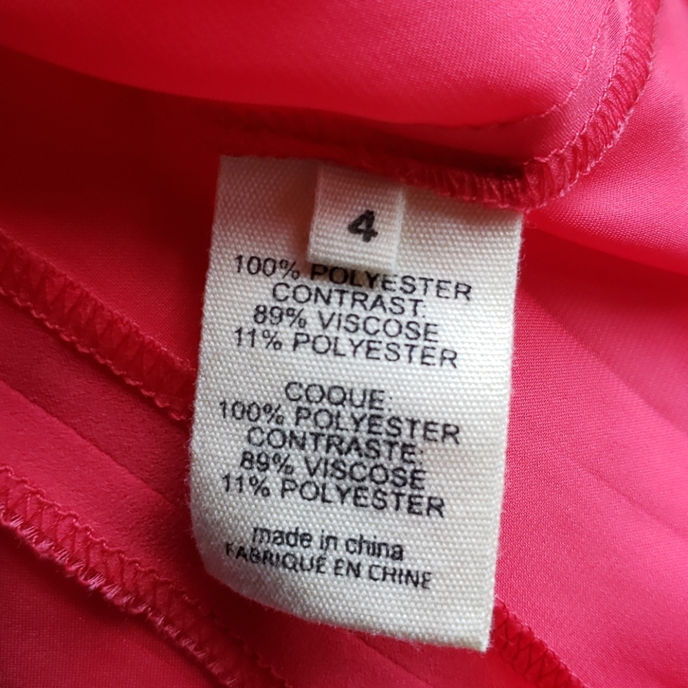 L'AGENCE Coral Red Pleated Midi Dress sz 4 No Tie - Picture 9 of 12